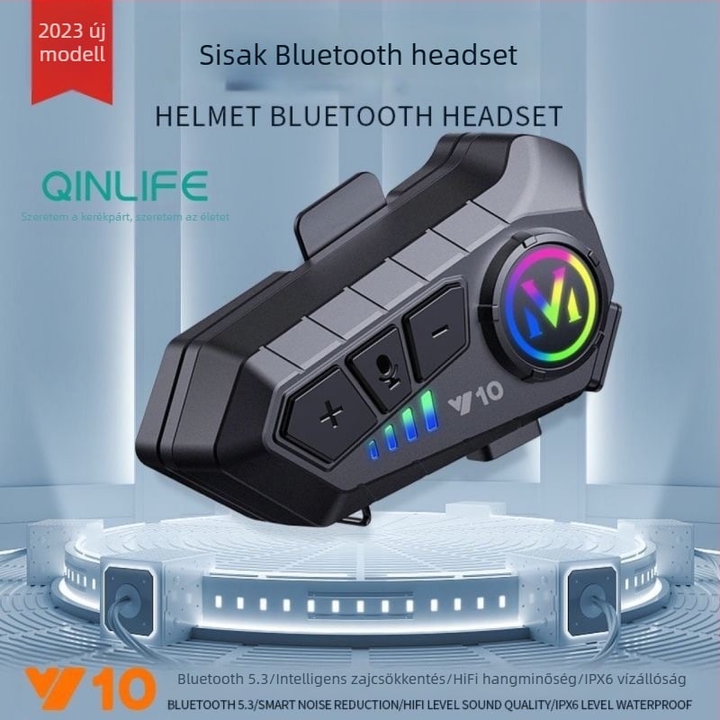 Y10 sisak Bluetooth interkom fejhallgató, 10 m hatótávolság, Bluetooth 5.0, sztereó, kétcsatornás