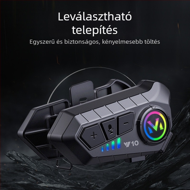 Y10 sisak Bluetooth interkom fejhallgató, 10 m hatótávolság, Bluetooth 5.0, sztereó, kétcsatornás