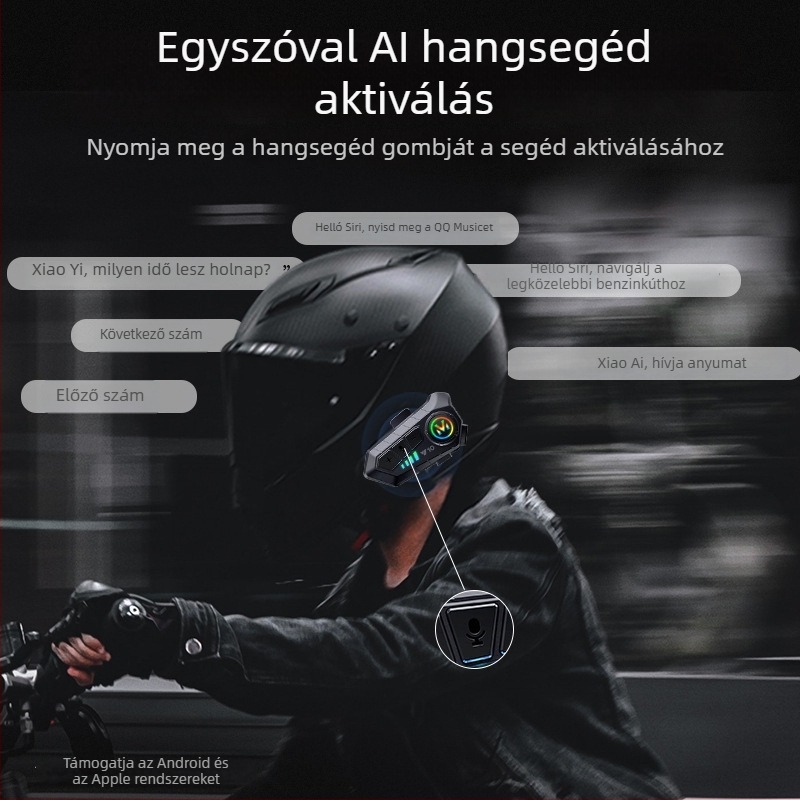 Y10 sisak Bluetooth interkom fejhallgató, 10 m hatótávolság, Bluetooth 5.0, sztereó, kétcsatornás