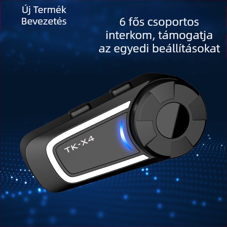 Kerékpár sisak Bluetooth interkom 6 fős csoport számára, Bluetooth 5.1, 1000 m hatótáv, 3D sztereó hang, víz- és porálló