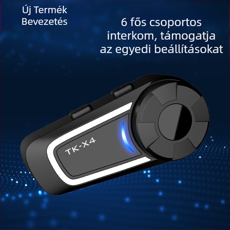 Kerékpár sisak Bluetooth interkom 6 fős csoport számára, Bluetooth 5.1, 1000 m hatótáv, 3D sztereó hang, víz- és porálló
