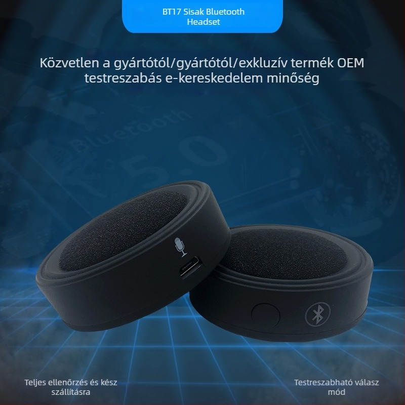 BT-17 Motorkerékpár sisak Bluetooth headset – zenelejátszás és kihangosítás – kompatibilis teljes arcvédős sisakkal, nyitott és fél sisakkal