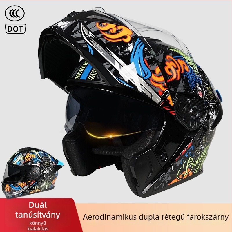 Motorkerékpár sisak Flip-Up, ABS, teljes arc, 3C tanúsítvány
