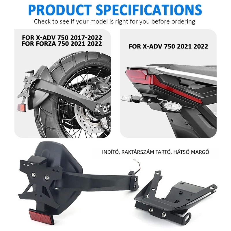 Hátsó rendszám-tartó Honda X-ADV 750 és Forza 750 motorkerékpárokhoz – otilli