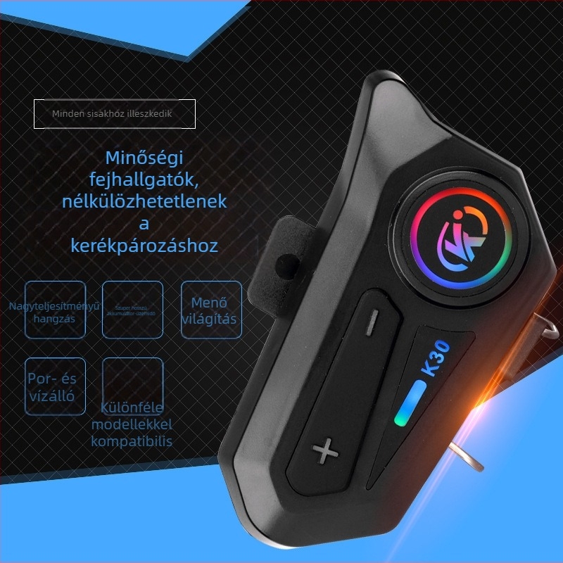 Motorkerékpár sisak Bluetooth fejhallgató – vízálló és porálló, zajcsökkentés, Bluetooth 5.0, 16 órás akkumulátor, sztereó mindkét fülön