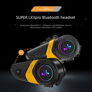 LX3PRO Bluetooth sisakfejhallgató motorkerékpárhoz — 800 m interkom, kompatibil más fejhallgatókkal, Qualcomm 5.2