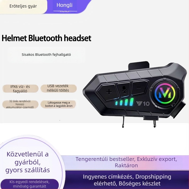 Bluetooth motorkerékpár sisak fejhallgató beépített interkommal, vízálló és zajcsökkentő