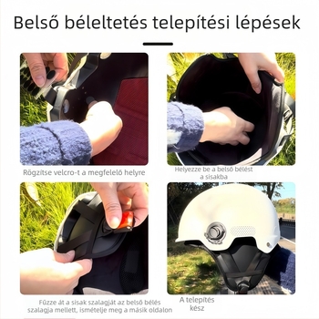 Meleg sisakbélés leválasztható belső résszel, velúr béléssel, univerzális illeszkedés