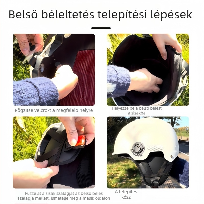 Meleg sisakbélés leválasztható belső résszel, velúr béléssel, univerzális illeszkedés