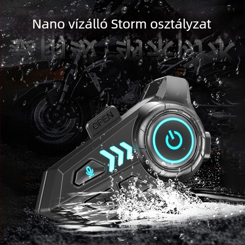 Motorkerékpáros Bluetooth sisak headset — vízálló, hosszú üzemidő, beépített mikrofon, interkom a teljes arcú sisakokhoz