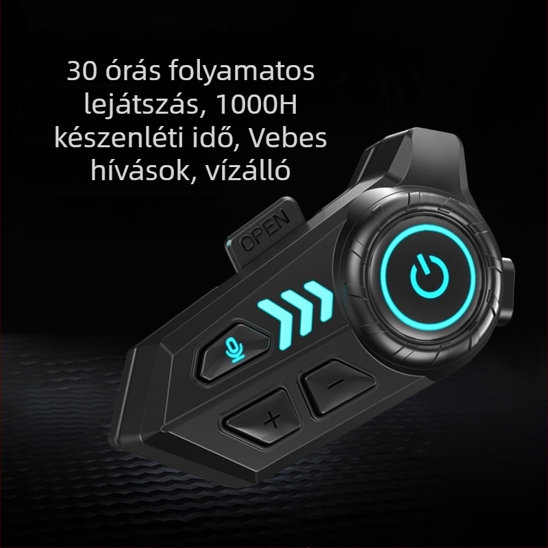 Motorkerékpáros Bluetooth sisak headset — vízálló, hosszú üzemidő, beépített mikrofon, interkom a teljes arcú sisakokhoz
