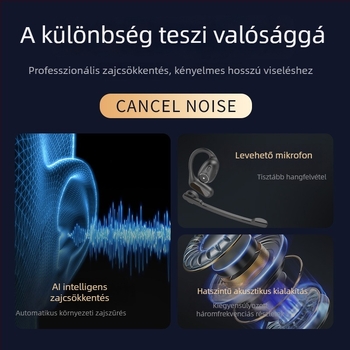 2025-ös OWS Bluetooth fülhallgató fülrögzítővel és levehető mikrofonnal, kétoldali sztereó HD beszélgetések, modell A2