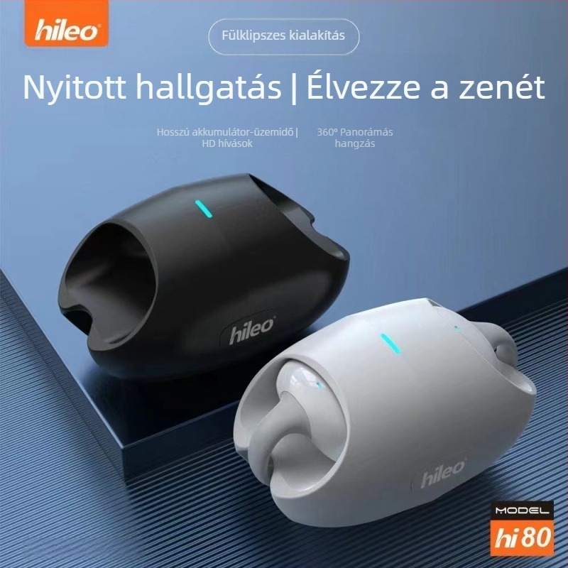 Sportos Bluetooth fejhallgató csontvezetéses technológiával, fülcsipsszel, BT 5.2, 4–8 óra üzemidő, IPX5 vízálló