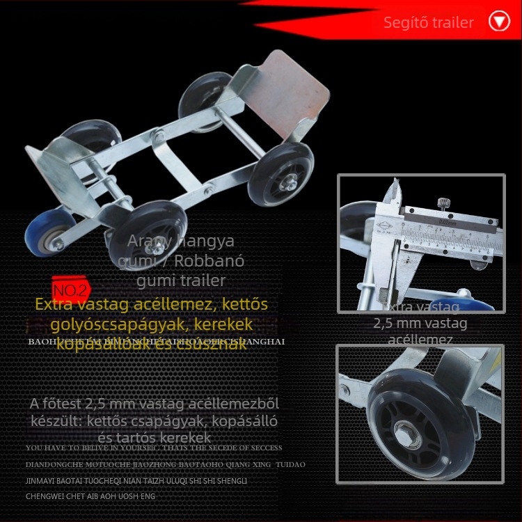 Energiatámogatású utánfutó elektromos motorkerékpárokhoz — segédlet defekt esetén, Mojielong