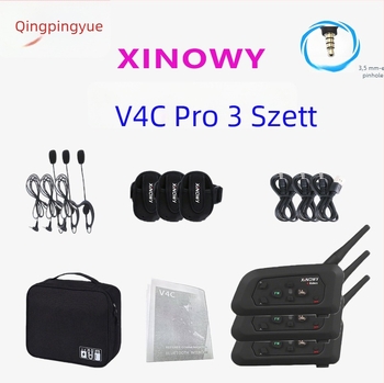 xinowy V4c PRO futballbíró kommunikációs headset, Bluetooth 3.0, Interkom zajcsökkentéssel, 4 személy egyidejű beszélgetés, 12 órás akkumulátor, 3 részes készlet tároló táskával