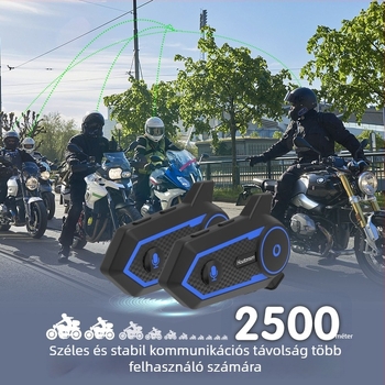 S6Plus motorkerékpár sisakhoz Bluetooth fejhallgatóval, csoportos valós idejű interkom akár 2500 m, zene megosztás és vezeték nélküli zajcsökkentés