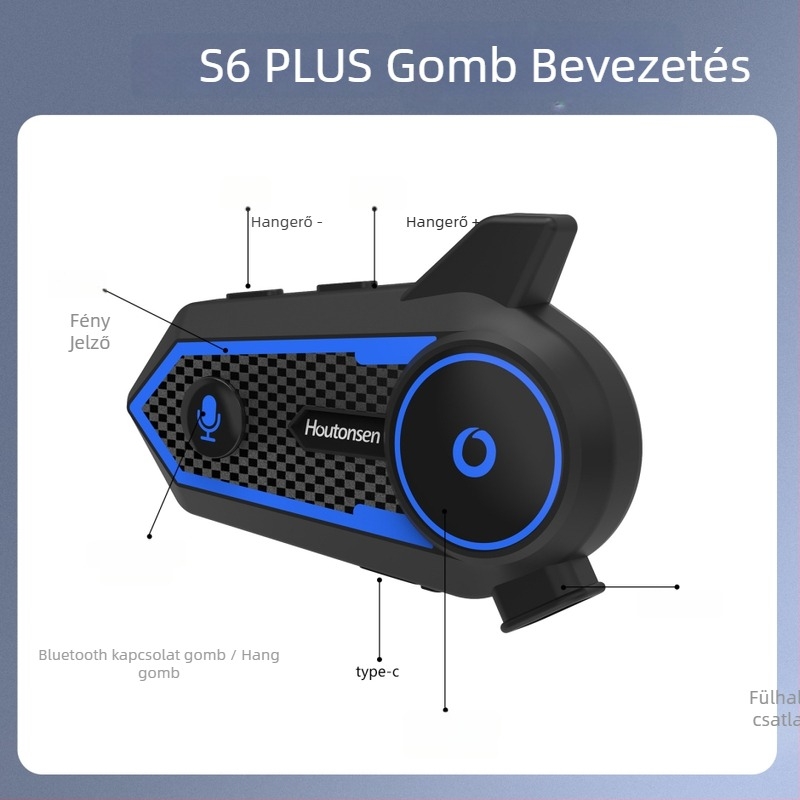 S6Plus motorkerékpár sisakhoz Bluetooth fejhallgatóval, csoportos valós idejű interkom akár 2500 m, zene megosztás és vezeték nélküli zajcsökkentés