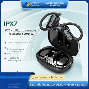 Vezeték nélküli Bluetooth fülhallgató fül-akasztóval, TWS, IPX7 vízálló, kiváló hangzás, 4–8 órás üzemidő, BT 5.4, hatótávolság 10 m