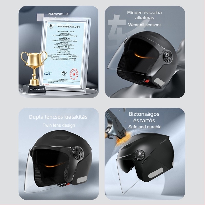 AXK ABS fél sisak elektromos motorkerékpárhoz, GB Class A 3C tanúsítvány, 3C tanúsítvány száma 2022091105020451