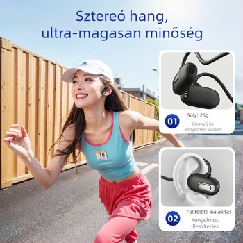 Csontvezetéses úszóhallgató – IPX8 vízálló, Bluetooth 5.3, USB 3.0, 120 mAh akkumulátor, hátulról akasztva