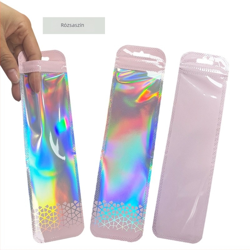 Ékszerek csomagoló tasakok, átlátszó macaron színű alumíniumfóliás zipzáras tasakok, mini ajándék tasakok, Prosperity márka, univerzális csomagolás, zárási hossz 3 cm