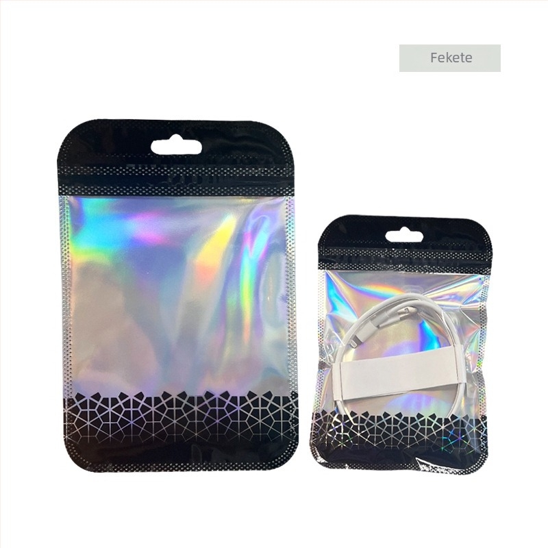 Ékszerek csomagoló tasakok, átlátszó macaron színű alumíniumfóliás zipzáras tasakok, mini ajándék tasakok, Prosperity márka, univerzális csomagolás, zárási hossz 3 cm