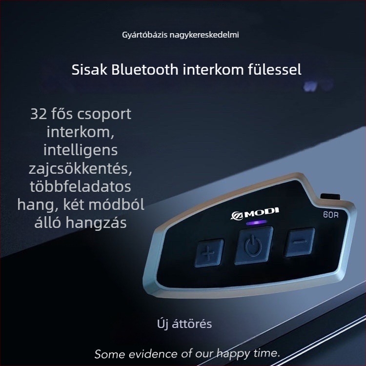 MODI 60R Motorkerékpár interkom fejhallgató, Bluetooth 5.1, 1000 m hatótáv, vízálló, One-Touch Networking, zene és hangvezérlés