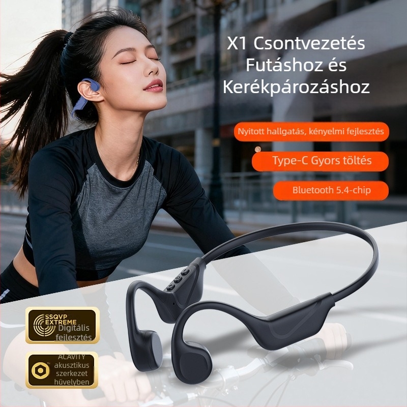X1 csontvezetéses fejhallgató – 8 órán felüli üzemidő, Bluetooth 5.4, bilaterális sztereó hangzás, IPX8 vízálló, 10 m hatótávolság