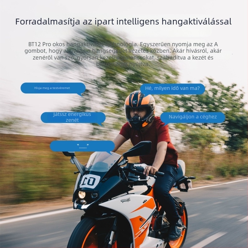 BT12Pro Bluetooth bukósisakhoz tartozó headset, Bluetooth 5.3, vízálló, zajcsökkentés, 2000mAh akkumulátor, akár 30 óra zenelejátszás