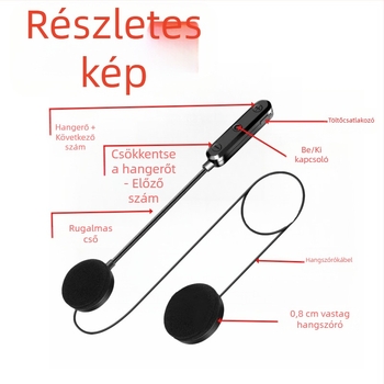 Elektromos jármű motorkerékpár sisak kiegészítő belső Bluetooth fejhallgatóval, Bluetooth 5.0, 10 m hatótáv, sztereó hang, 10 órás akkumulátor