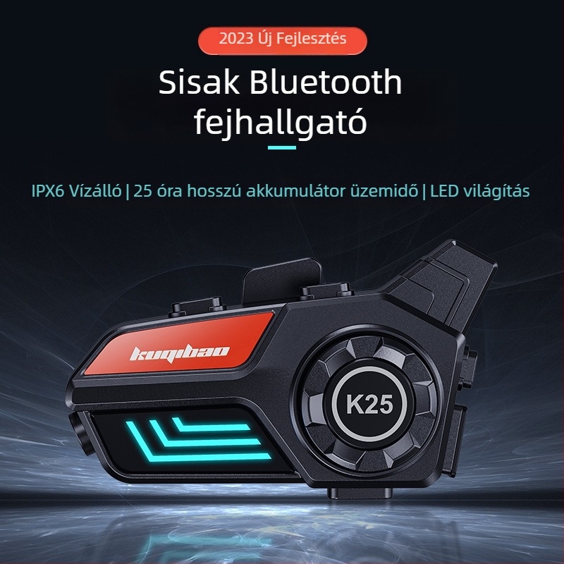 Motorkerékpár sisak Bluetooth headset - 10 m hatótáv, Bluetooth 5.0, vízálló, zajcsökkentés, 30 h üzemidő