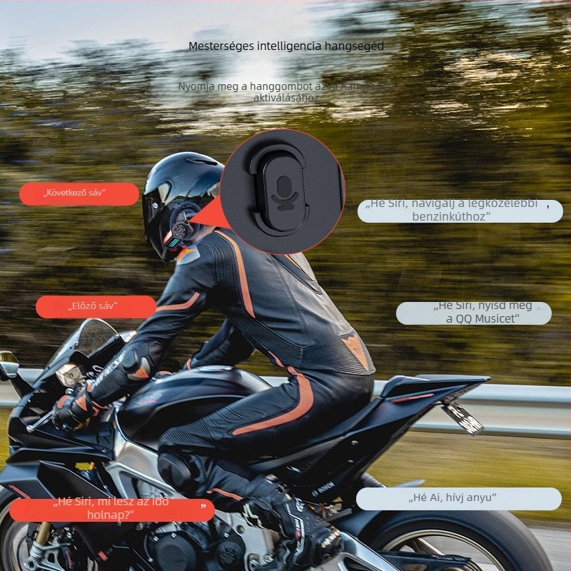 Motorkerékpár sisak Bluetooth headset - 10 m hatótáv, Bluetooth 5.0, vízálló, zajcsökkentés, 30 h üzemidő