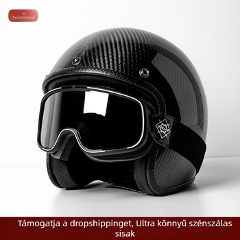 Szénszálas motorkerékpár sisak 3/4, amerikai retro stílus, Huanshou, felnőtteknek, utazás, 3C tanúsítvány