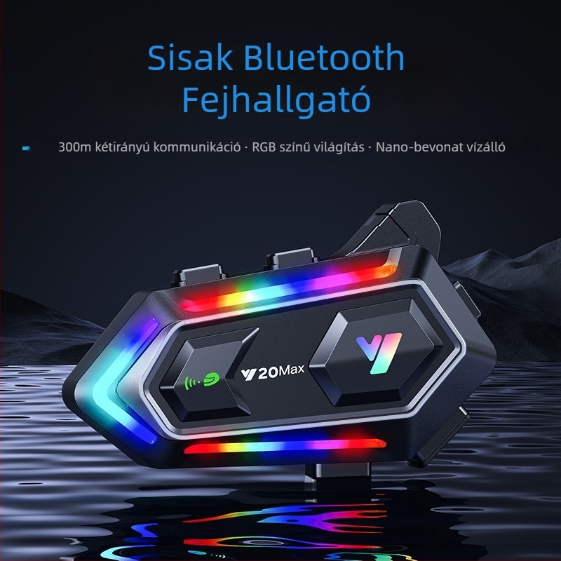 Y20max Sisak Interkom - Bluetooth 5.3, 20 m tartomány, vízálló és porálló, 32 órás üzemidő, sztereó