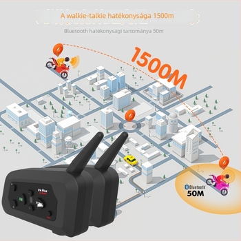 V4 motorkerékpár sisak Bluetooth interkom 4 fő részére – valós idejű beszélgetés 1500 m-ig, IP67 vízálló, Bluetooth 5.0 többpontú kapcsolat, 30 órás üzemidő, zajcsökkentés