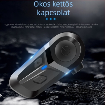 Motorkerékpár sisak Bluetooth headset — kétoldalas sztereó, Bluetooth 5.3, 100 m hatótávolság, 15 órás akkumulátor, vízálló és porálló, zene és kihangosítás