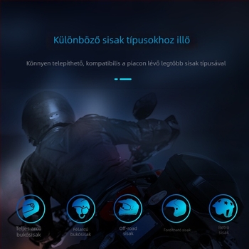 Motorkerékpár sisak Bluetooth headset — kétoldalas sztereó, Bluetooth 5.3, 100 m hatótávolság, 15 órás akkumulátor, vízálló és porálló, zene és kihangosítás