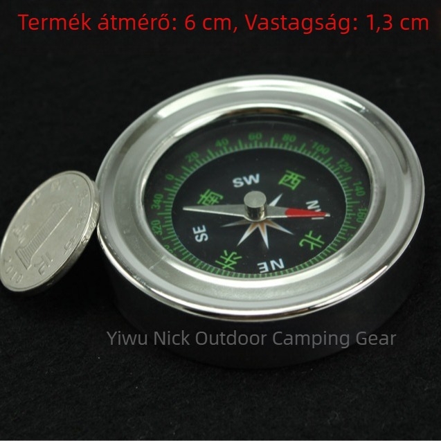 60 mm rozsdamentes acél iránytű — kínai–angol kétnyelvű