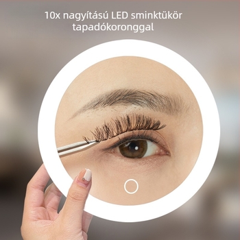 10x nagyítású sminktükör LED világítással, szívófejes asztali fürdőszobai tükör, hordozható