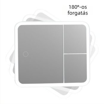 Sminktükör nagyítással és forgó funkcióval, asztali sminktükör ABS kerettel és ezüst tükörrel, háromszín töltés, logó nyomtatható