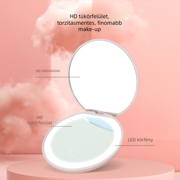 LED sminktükör, dupla oldalú, nagyítással, logó testreszabás elérhető