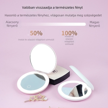 LED sminktükör, dupla oldalú, nagyítással, logó testreszabás elérhető
