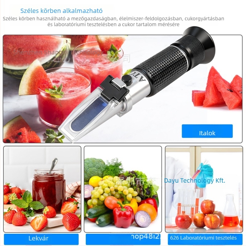 Kézi refraktométer 0-32% Brix, cukortartalom mérése gyümölcslében, szirupban és desszertekben