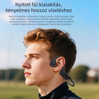 Csontvezetésű Bluetooth fejhallgató, kétoldali sztereó, Bluetooth 5.0, hatótávolság akár 10 m, üzemidő 4–8 óra