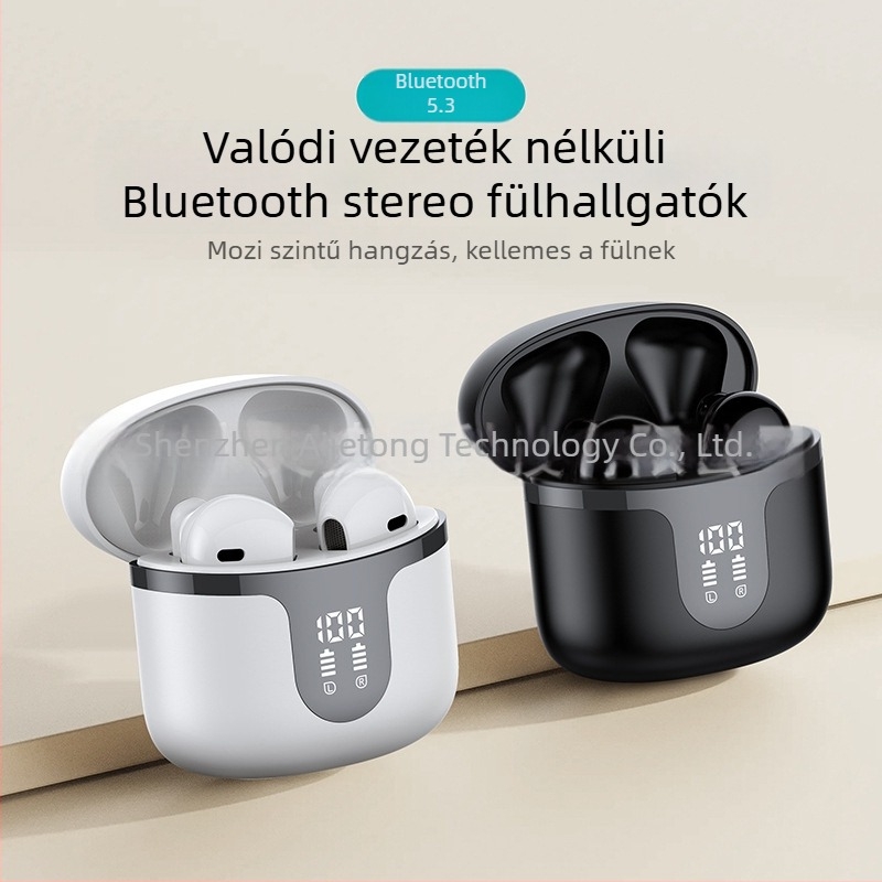 S47 Vezeték nélküli Bluetooth fülhallgató, alacsony késleltetés Esportokhoz, Bluetooth 5.3, digitális kijelző, 4–8 óra üzemidő, 10 m hatótávolság