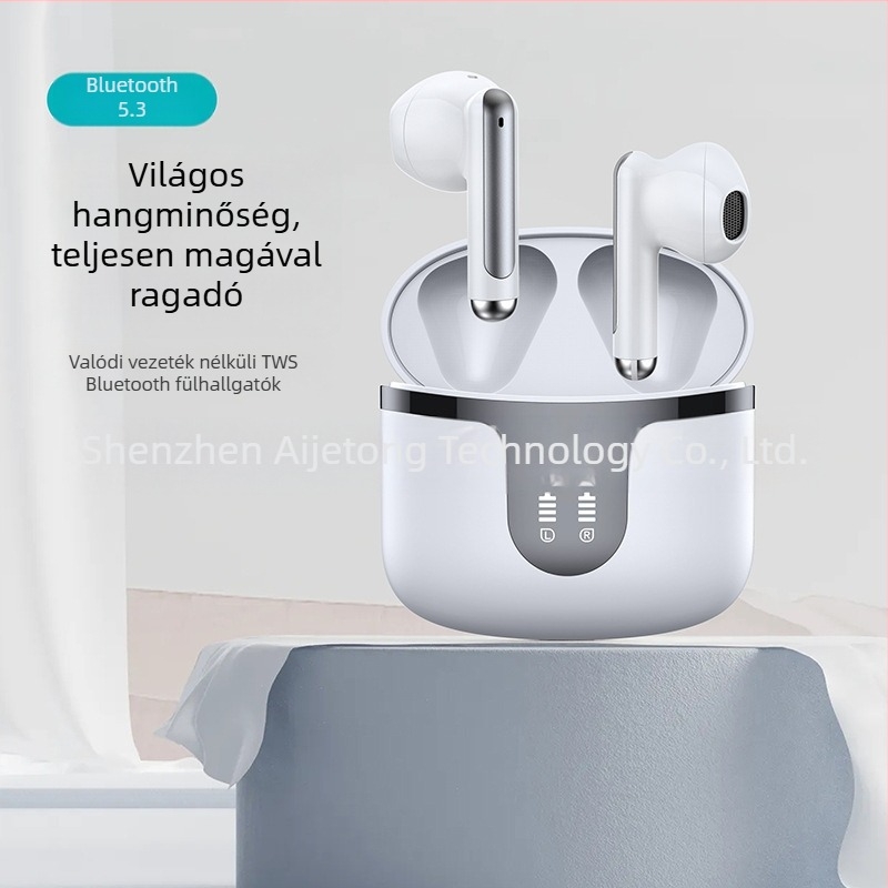 S47 Vezeték nélküli Bluetooth fülhallgató, alacsony késleltetés Esportokhoz, Bluetooth 5.3, digitális kijelző, 4–8 óra üzemidő, 10 m hatótávolság