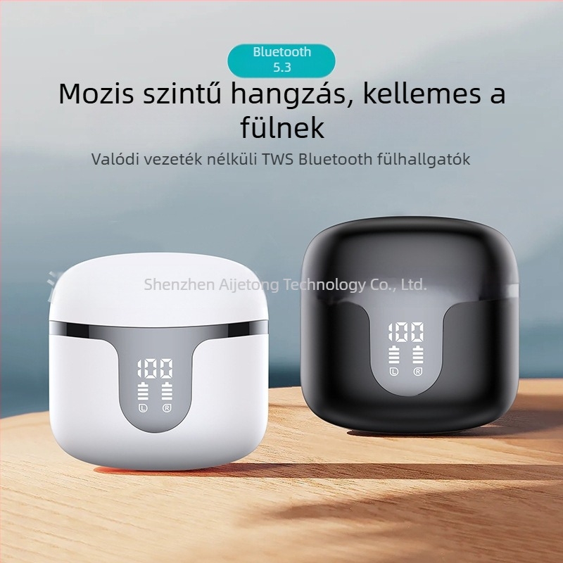 S47 Vezeték nélküli Bluetooth fülhallgató, alacsony késleltetés Esportokhoz, Bluetooth 5.3, digitális kijelző, 4–8 óra üzemidő, 10 m hatótávolság