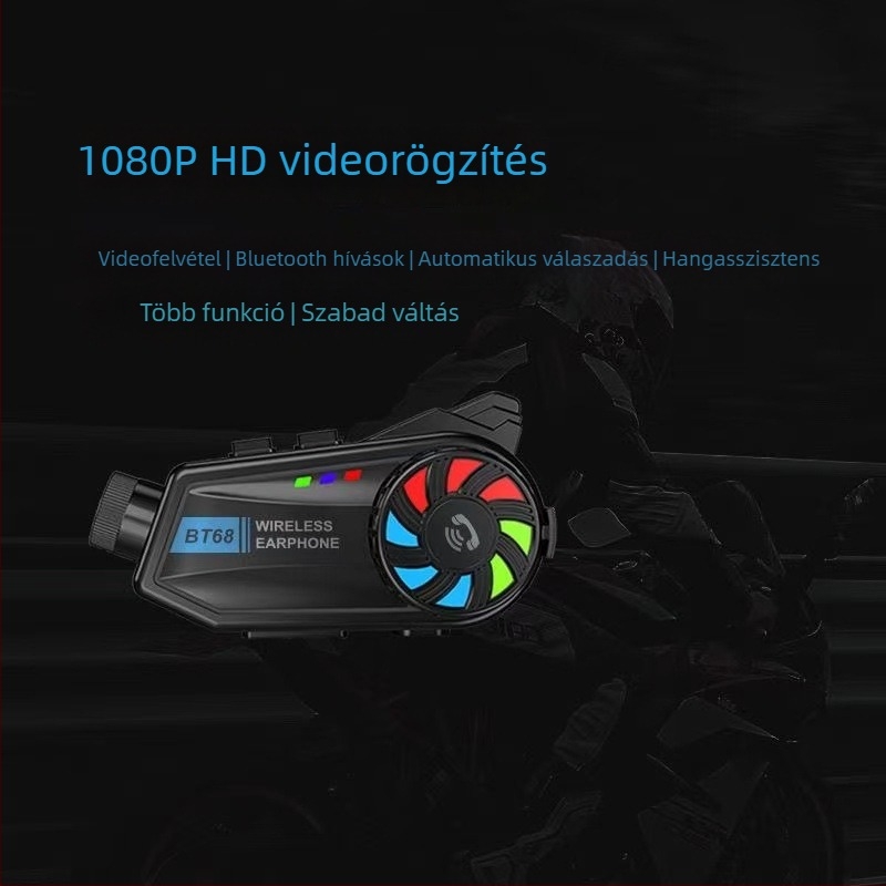 Motorkerékpár sisak Bluetooth headset navigációval, zene és hívások, integrált kamera és felvétel, Bluetooth 5.4, 10 m hatótáv, sztereó kettős csatorna, vízálló és porálló, több mint 20 óra zenehallgatás