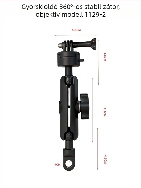 Motorkerékpárhoz illeszkedő dash cam és action kamera tartó, GoPro autóhoz illő gimbal-tartó