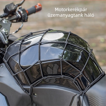 Kerékpár csomagtartó háló, sisak háló, üzemanyag-tank háló, kosárháló; megerősített gumírozott háló; modell TC-1; illeszkedik bármilyen kerékpárhoz